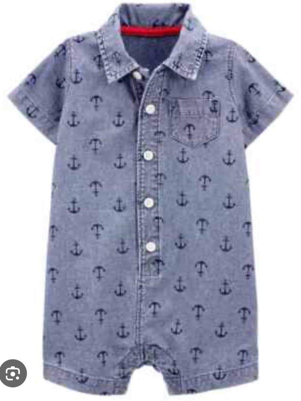 Carter's Blue Anchor Print Short Sleeve One-Piece Bodysuit